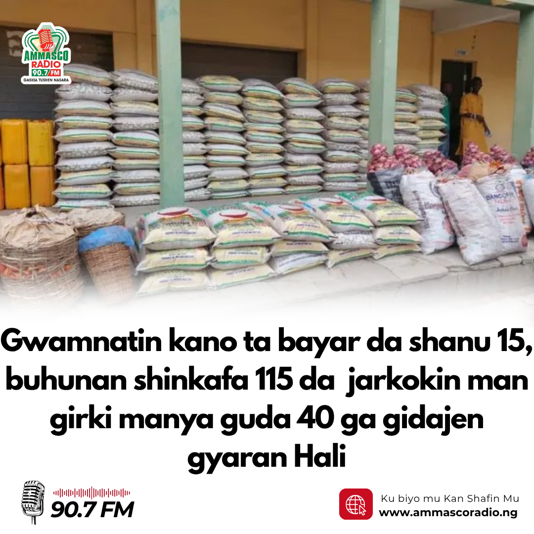 Gwamnatin kano ta bayar da gudumawar kayan  abinci shanu 15, buhunan shinkafa 115da  jarkokin man girki manya guda 40 ga gudajen gyaran Hali